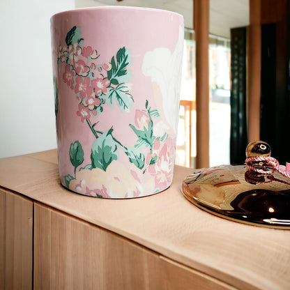 Vintage Floral Scented Soy Candle 10.6oz Porcelain Jar Gold Lid Gift Box