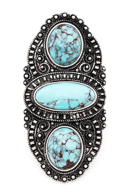 Vintage Oversized Red Stone Stretch Ring Boho Statement