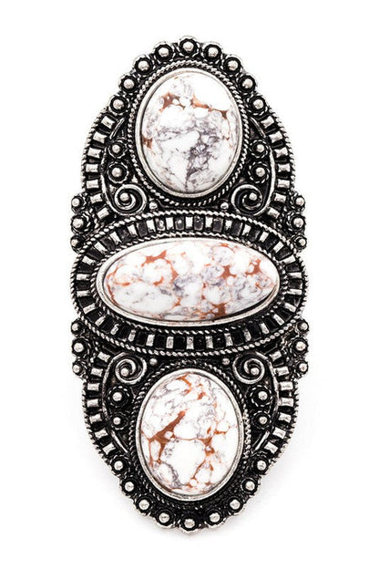 Vintage Oversized Red Stone Stretch Ring Boho Statement
