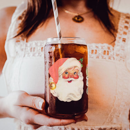 Vintage Santa Cheers 17oz Ceramic Holiday Mug - Retro Santa Heads Cocoa Cup