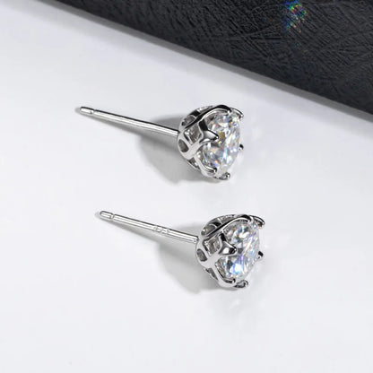VVS D Color Russian Cut Moissanite Stud Earrings 1/2/4 CT S925 Sterling Silver