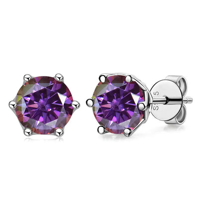 VVS D Color Russian Cut Moissanite Stud Earrings 1/2/4 CT S925 Sterling Silver