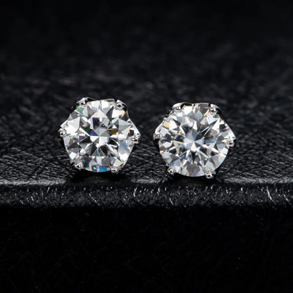 VVS D Color Russian Cut Moissanite Stud Earrings 1/2/4 CT S925 Sterling Silver