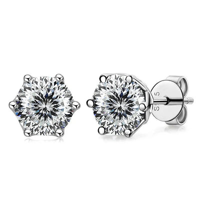 VVS D Color Russian Cut Moissanite Stud Earrings 1/2/4 CT S925 Sterling Silver