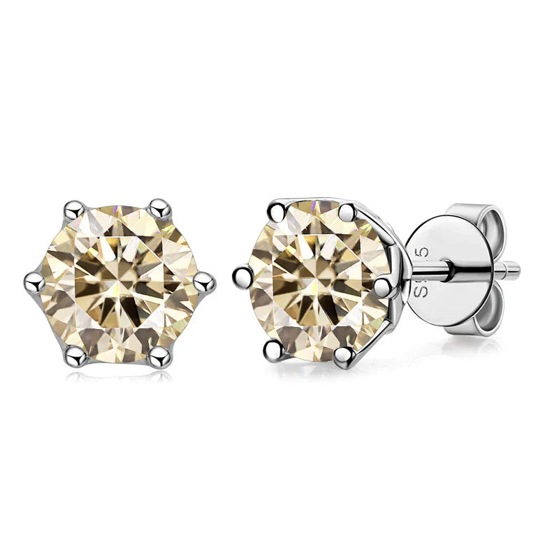 VVS D Color Russian Cut Moissanite Stud Earrings 1/2/4 CT S925 Sterling Silver