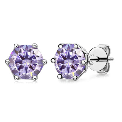 VVS D Color Russian Cut Moissanite Stud Earrings 1/2/4 CT S925 Sterling Silver
