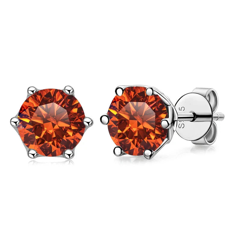VVS D Color Russian Cut Moissanite Stud Earrings 1/2/4 CT S925 Sterling Silver