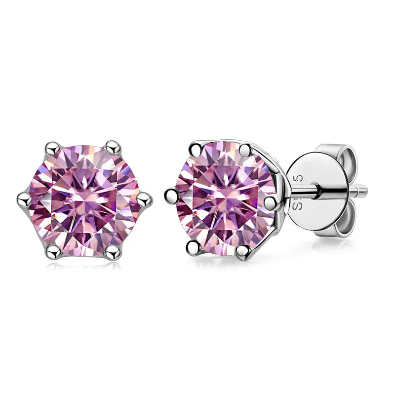 VVS D Color Russian Cut Moissanite Stud Earrings 1/2/4 CT S925 Sterling Silver