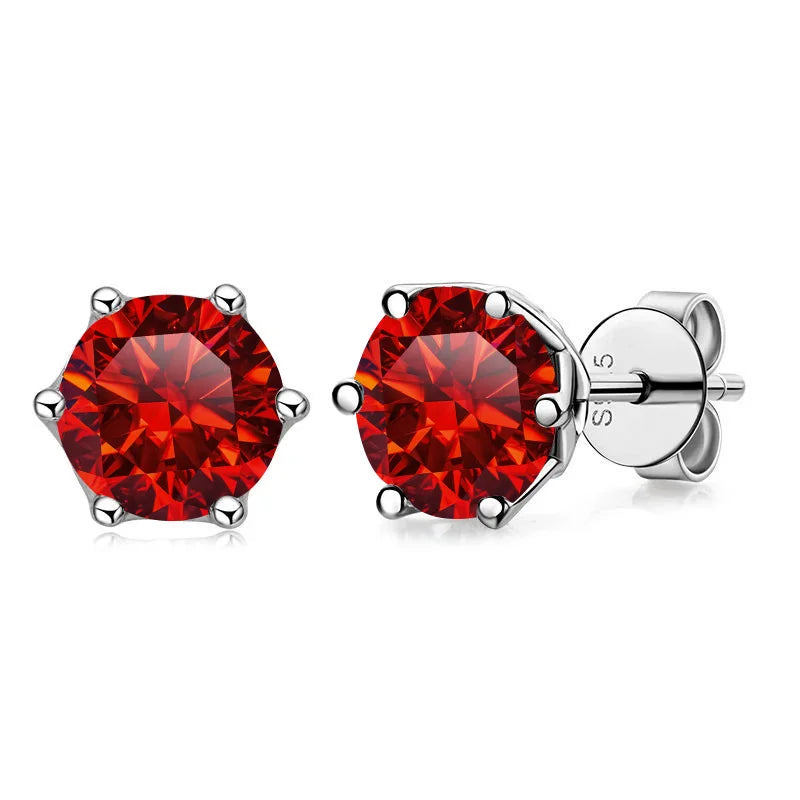 VVS D Color Russian Cut Moissanite Stud Earrings 1/2/4 CT S925 Sterling Silver