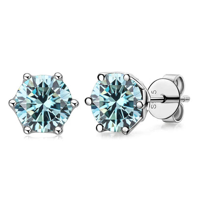 VVS D Color Russian Cut Moissanite Stud Earrings 1/2/4 CT S925 Sterling Silver