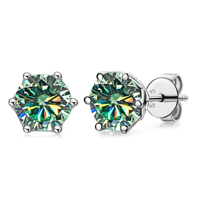 VVS D Color Russian Cut Moissanite Stud Earrings 1/2/4 CT S925 Sterling Silver
