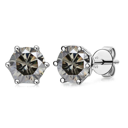 VVS D Color Russian Cut Moissanite Stud Earrings 1/2/4 CT S925 Sterling Silver