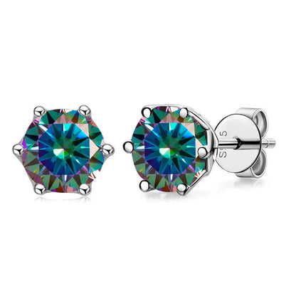 VVS D Color Russian Cut Moissanite Stud Earrings 1/2/4 CT S925 Sterling Silver