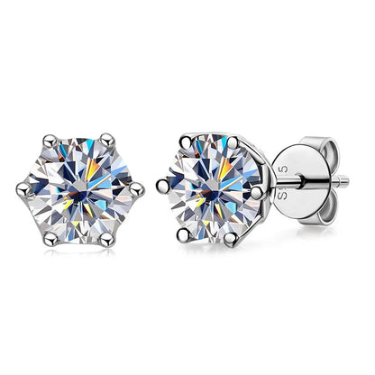VVS D Color Russian Cut Moissanite Stud Earrings 1/2/4 CT S925 Sterling Silver
