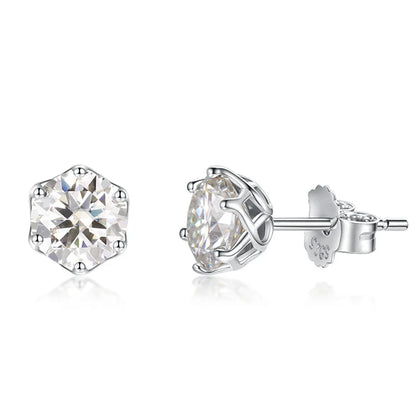 VVS D Color Russian Cut Moissanite Stud Earrings 1/2/4 CT S925 Sterling Silver