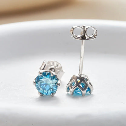 VVS D Color Russian Cut Moissanite Stud Earrings 1/2/4 CT S925 Sterling Silver