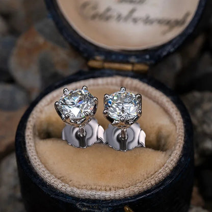 VVS D Color Russian Cut Moissanite Stud Earrings 1/2/4 CT S925 Sterling Silver