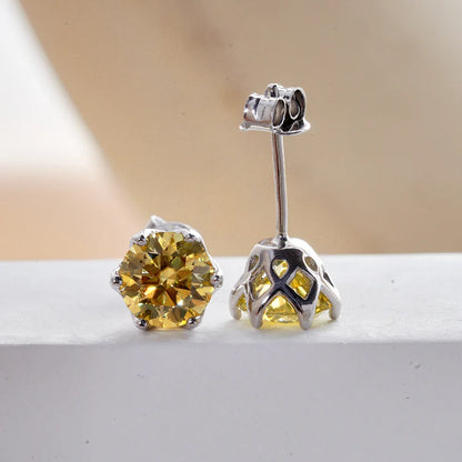 VVS D Color Russian Cut Moissanite Stud Earrings 1/2/4 CT S925 Sterling Silver