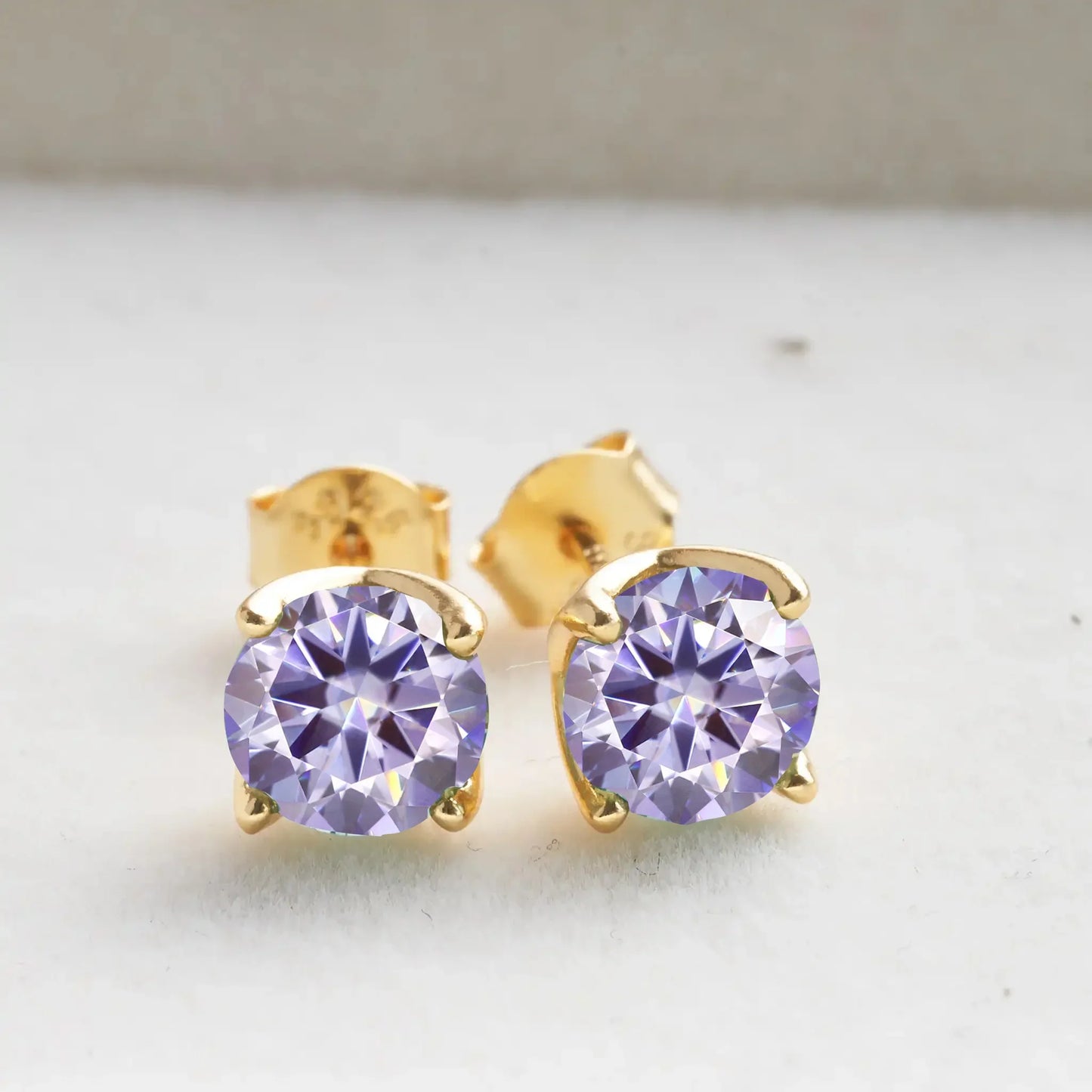 VVS D Moissanite Stud Earrings 925 Sterling Silver 18K Gold Plated Wedding