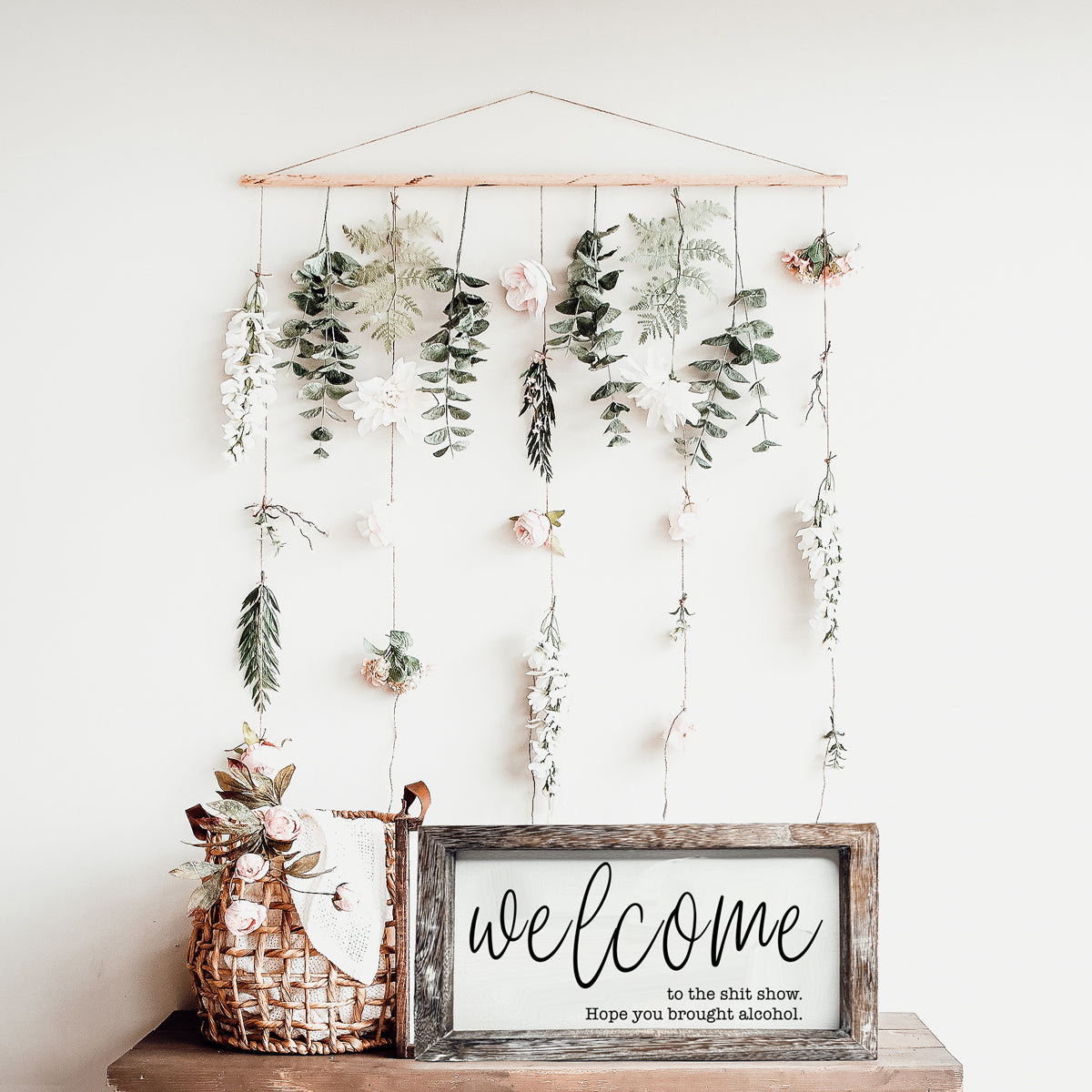 Funny Wooden Welcome Sign Welcome To The Shit Show I Hope You Brought Alcohol Rustic Home Wall Decor
