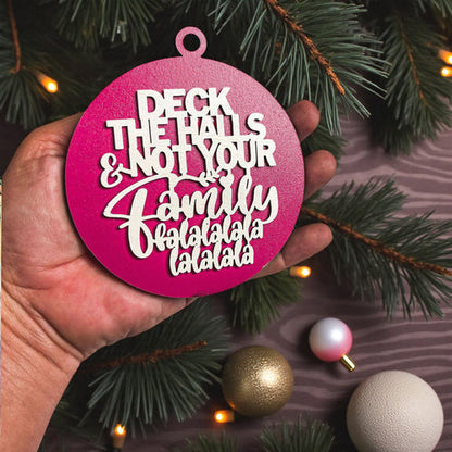 Deck The Halls 12 Colors Wooden Holiday Ornament With Cheeky Fa La La Lyrics And Rustic Finish