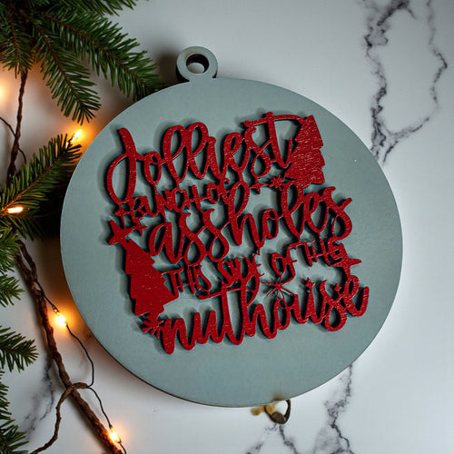 Funny Sarcastic Christmas Ornament Wooden Jolliest Bunch 12 Colors Holiday Gift