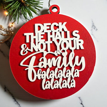 Deck The Halls 12 Colors Wooden Holiday Ornament With Cheeky Fa La La Lyrics And Rustic Finish