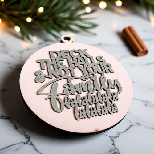 Deck The Halls 12 Colors Wooden Holiday Ornament With Cheeky Fa La La Lyrics And Rustic Finish