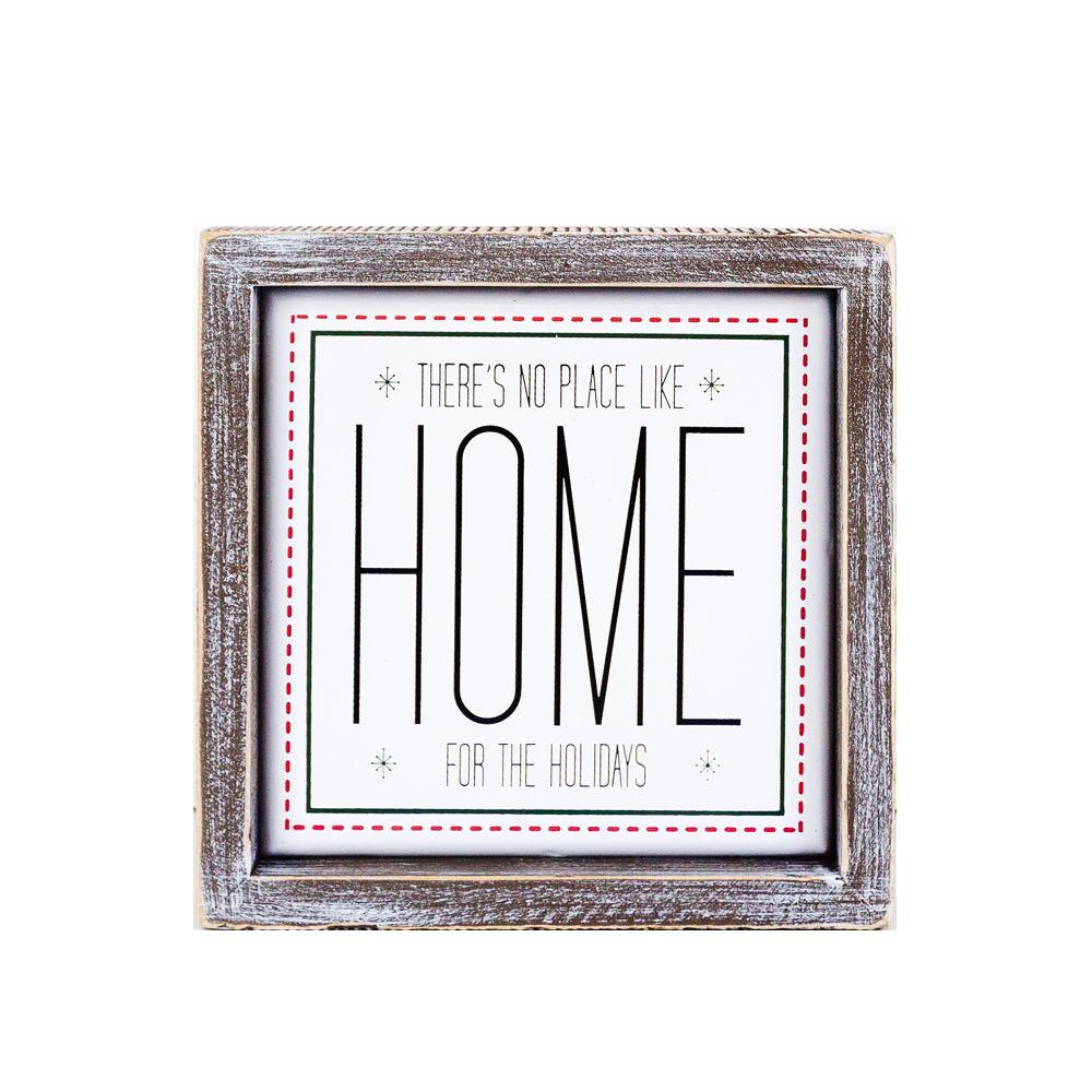 Holiday Home Wall Sign 7 Inch Framed Wood Metal Accent No Place Like Home For The Holidays