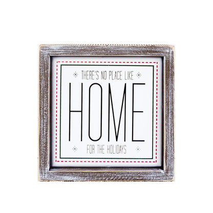 Holiday Home Wall Sign 7 Inch Framed Wood Metal Accent No Place Like Home For The Holidays