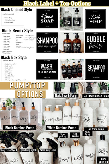 16oz Plastic Spray Bottles With White Or Black Waterproof Labels