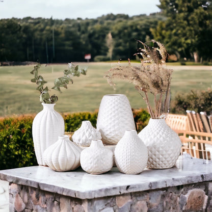 Whitney Ceramic Vases White Artisan Decorative Vase Set Or Single For Mantel