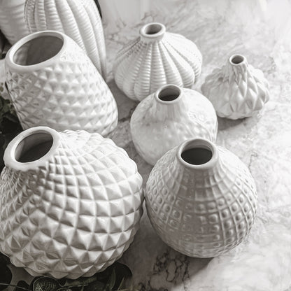 Whitney Ceramic Vases White Artisan Decorative Vase Set Or Single For Mantel