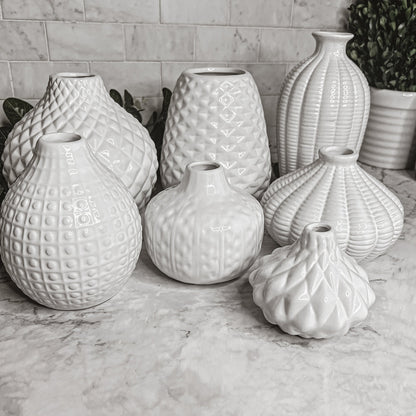 Whitney Ceramic Vases White Artisan Decorative Vase Set Or Single For Mantel