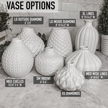 Whitney Ceramic Vases White Artisan Decorative Vase Set Or Single For Mantel