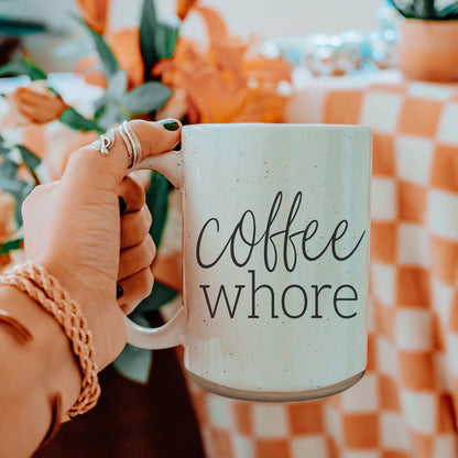Coffee Whore 16oz Ceramic Coffee Mug - Large Funny Sass Morning Gift