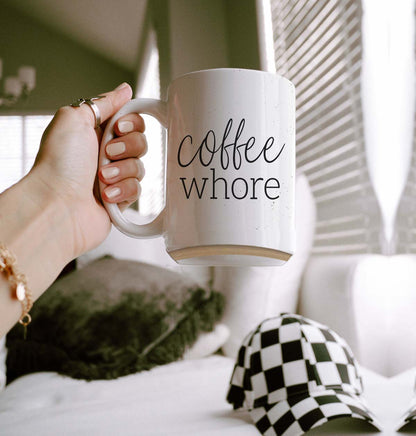 Coffee Whore 16oz Ceramic Coffee Mug - Large Funny Sass Morning Gift