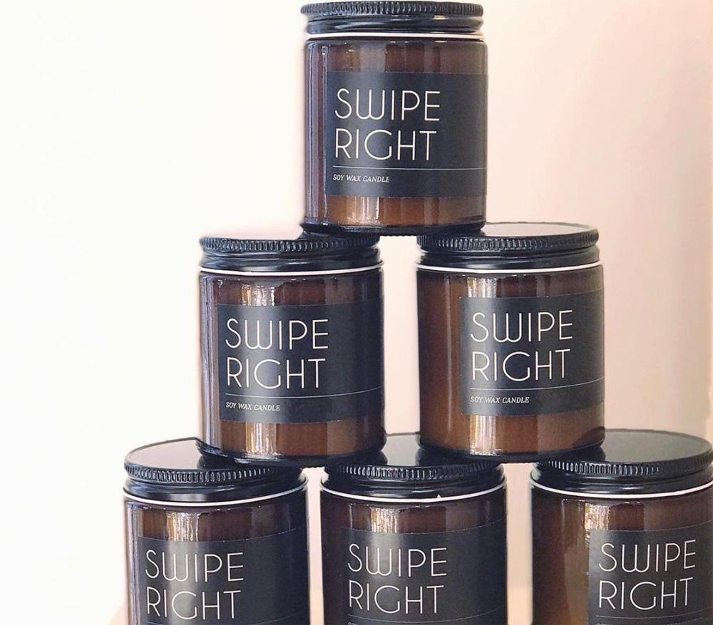 Swipe Right Scented Candle 8oz Soy Candle Spicy Leather Vetiver Myrrh