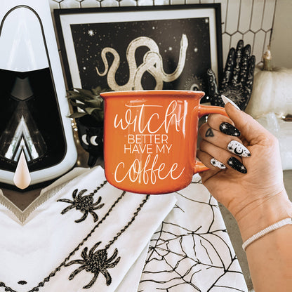 Witch Better Have Coffee Mug 14.5oz Orange Ceramic With White Lettering Halloween Coffee Gift