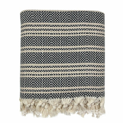 Woven Stripe Turkish Throw Cotton Fringe Lightweight