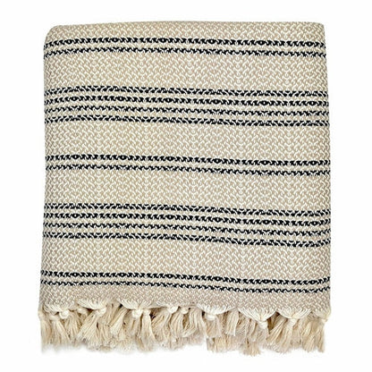 Woven Stripe Turkish Throw Cotton Fringe Lightweight