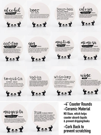 Funny Drink Definition Coasters Set Dictionary Quote Coasters For Bar And Countertop Decor